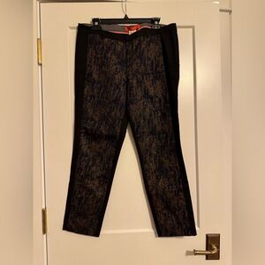 Anthropologie Cartonnier Black, Blue & Gold Charlie Pants, Size 12